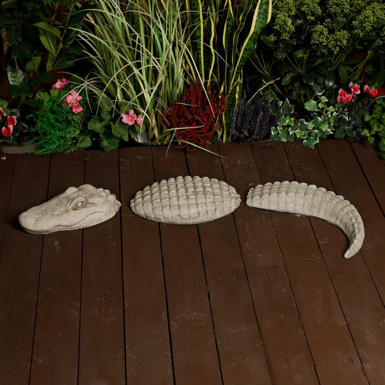 Crocodile Stone Cast Garden Ornament 