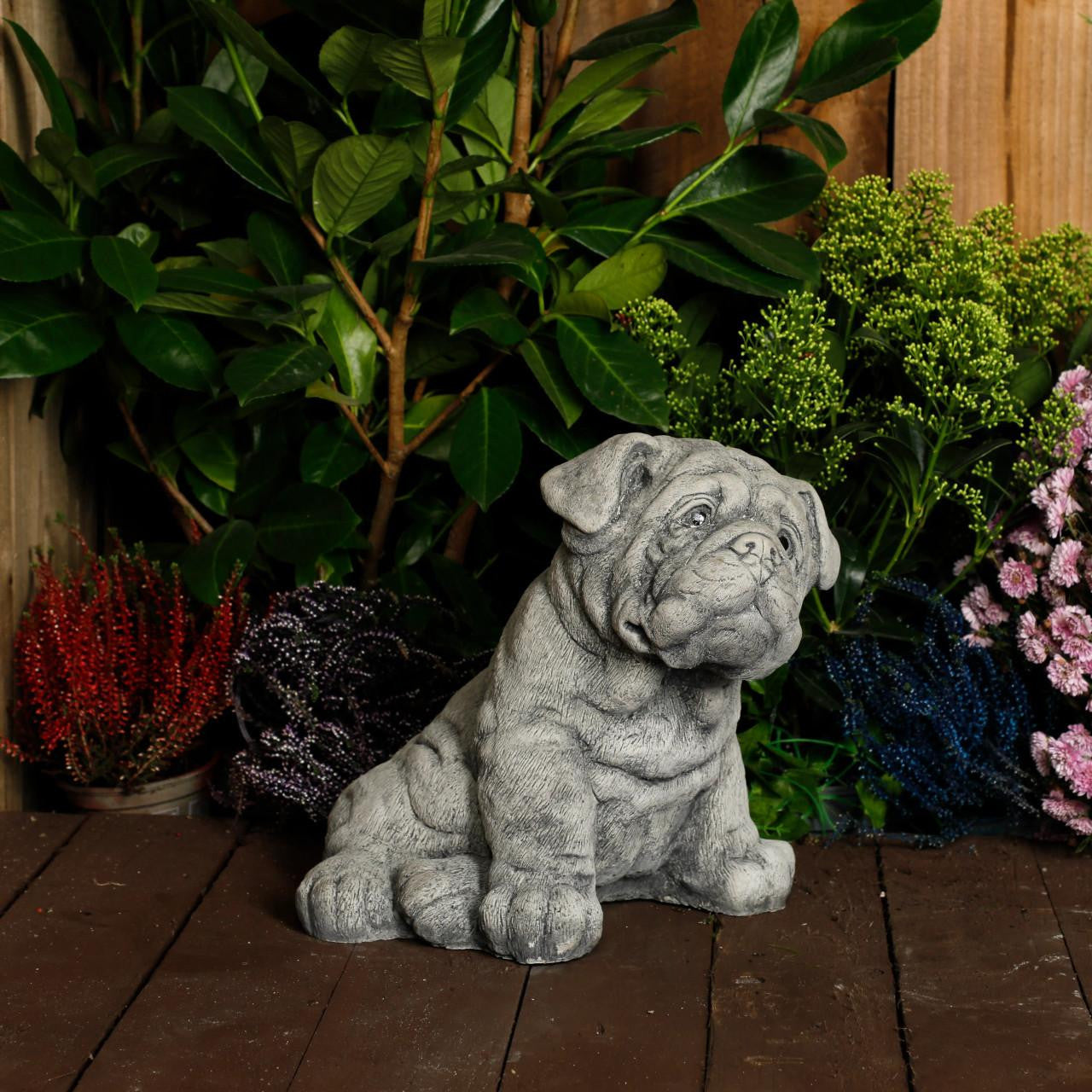 Cute Bulldog Pup Garden Ornament Dog Statue 