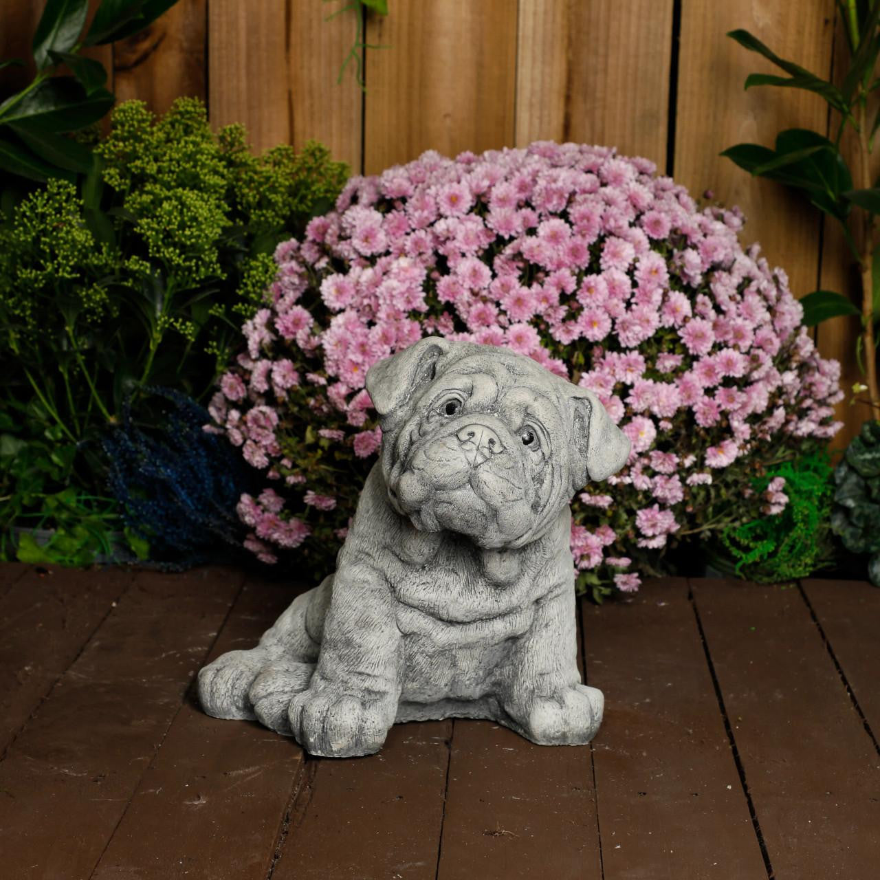 Cute Bulldog Pup Garden Ornament Dog Statue 