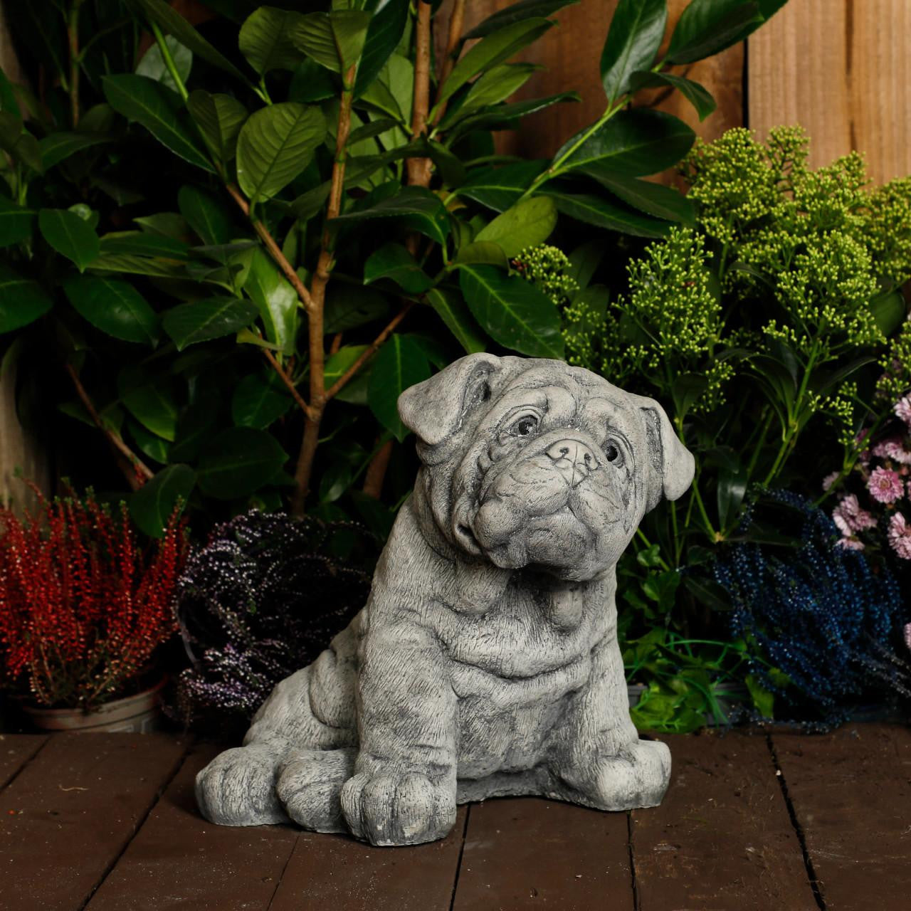 Cute Bulldog Pup Garden Ornament Dog Statue 