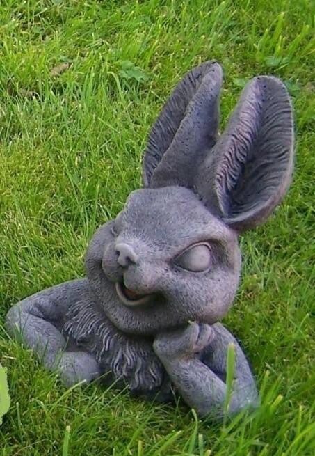 Cute Half Bunny stone garden ornament