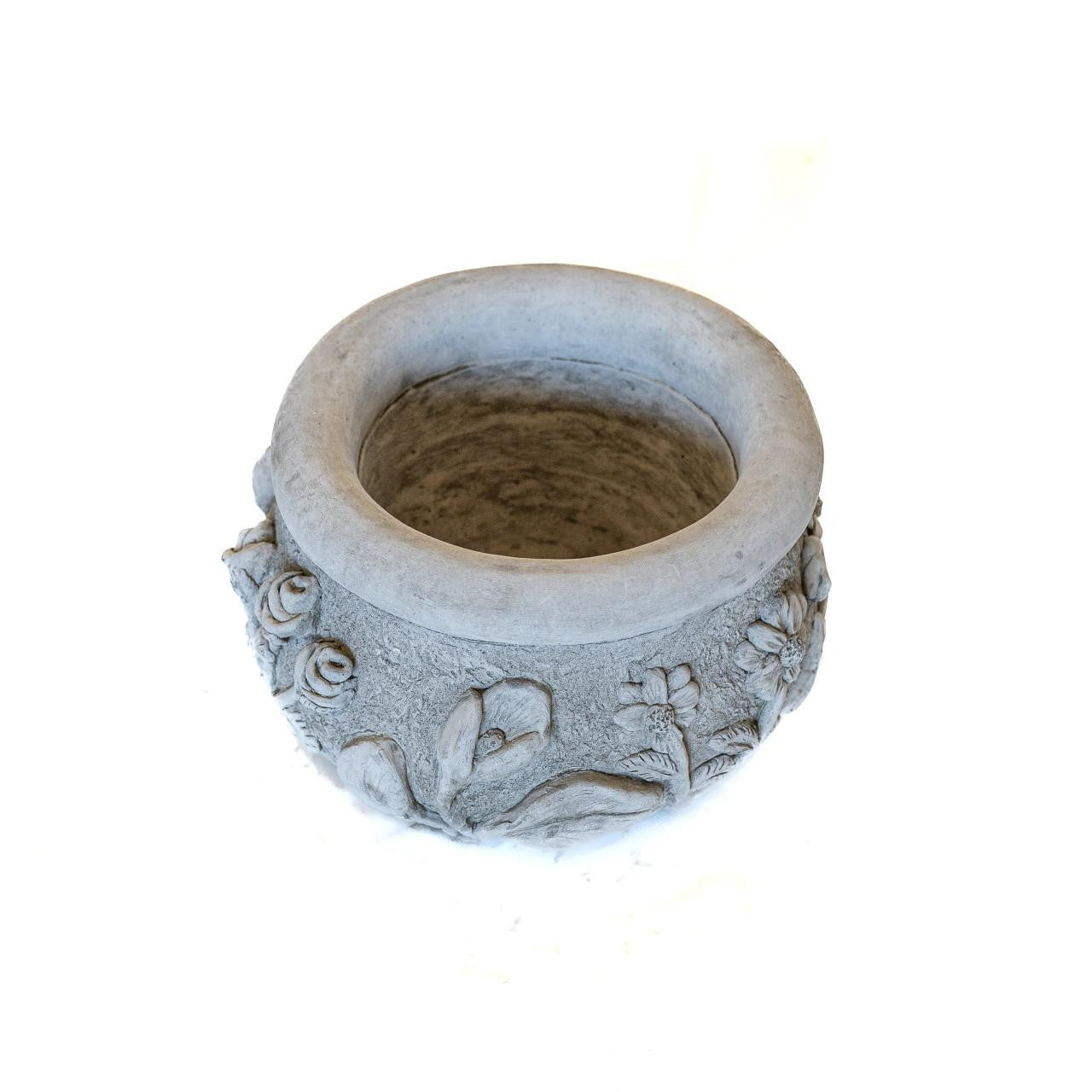 Dahlia Design Stone Cast Garden Plant Pot