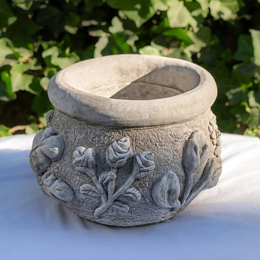 Dahlia Design Stone Cast Garden Plant Pot