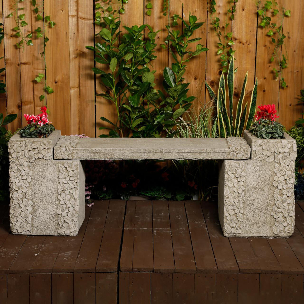 Daisy Design Stone Cast Garden Bench 