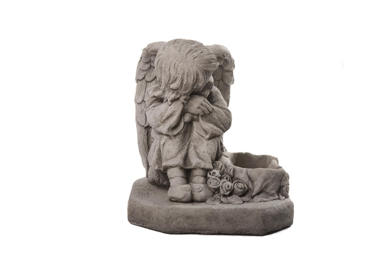 Detailed Guardian Angel Girl Memorial Stone
