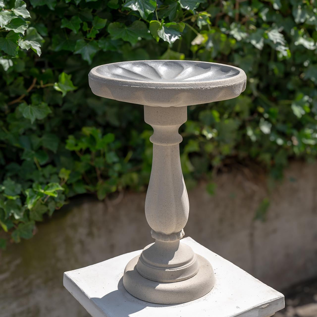 Elegant Tall Sandstone Birdbath