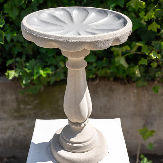 Elegant Tall Sandstone Birdbath