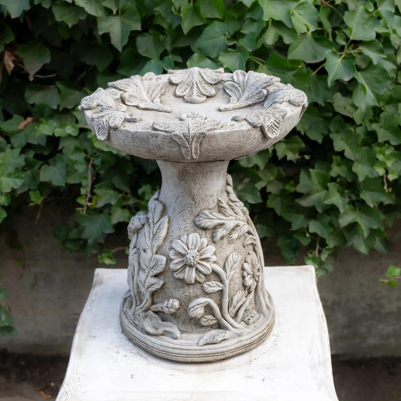 English Oak Design Stone cast Bird Bath Bird feeder