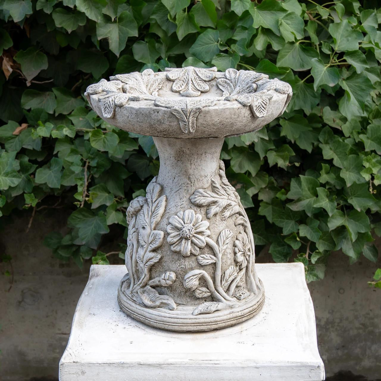 English Oak Design Stone cast Bird Bath Bird feeder