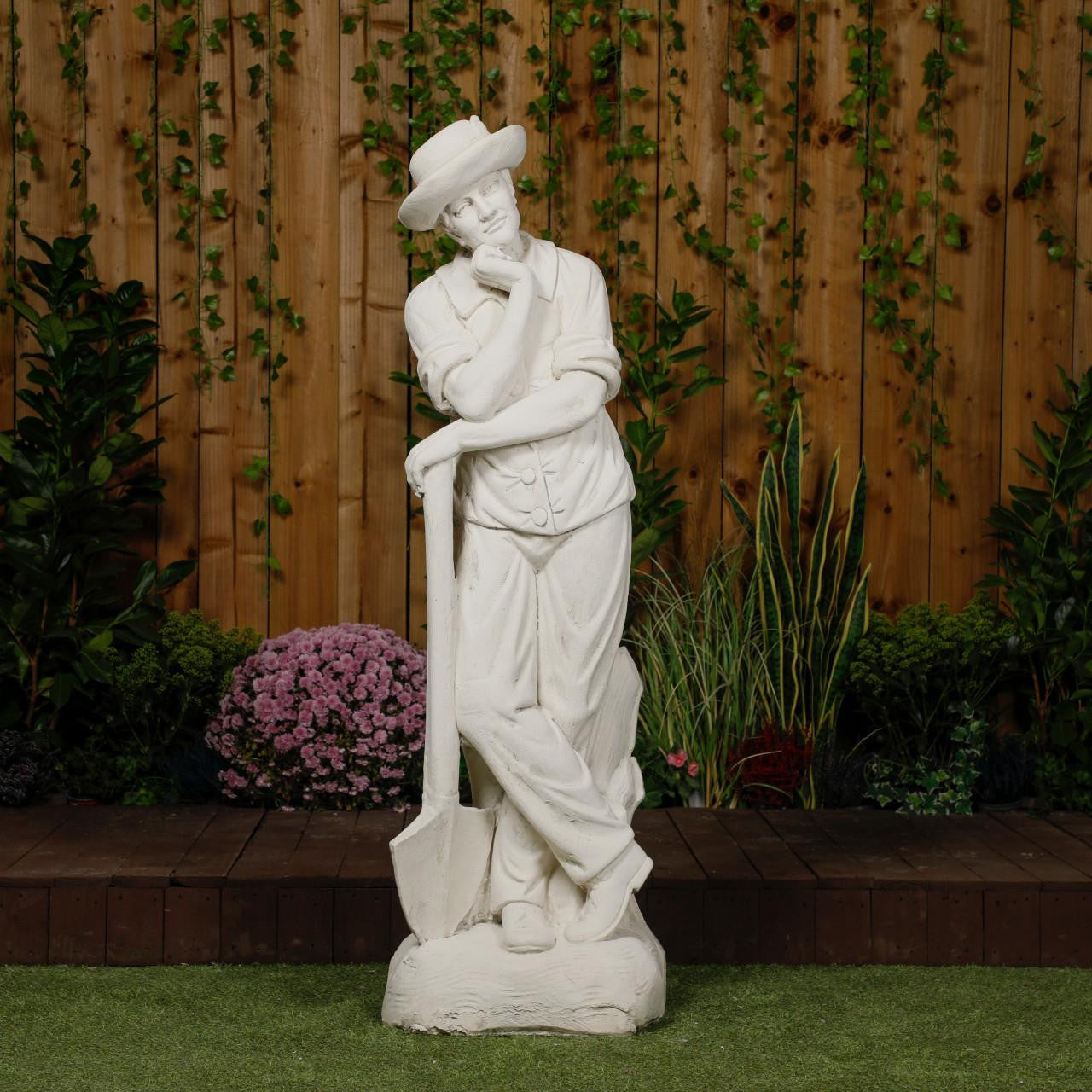 Farmer leaning on a spade Life size  Statue 55' or 139 cm
