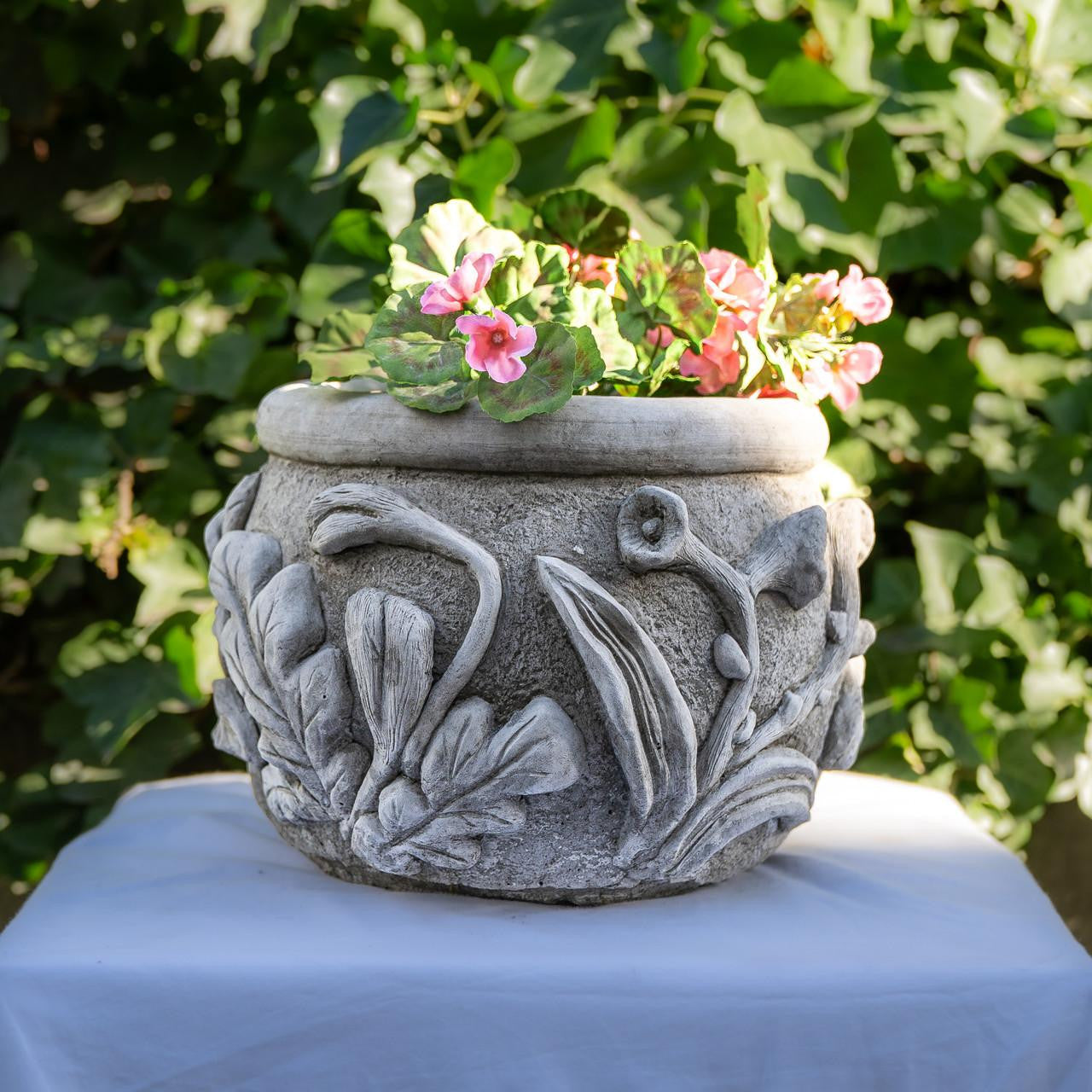 Floral Design Stone Cast Garden Plant Pot