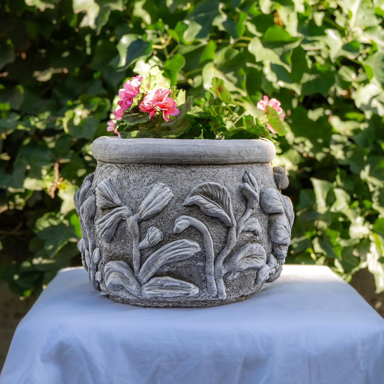 Floral Design Stone Cast Garden Plant Pot