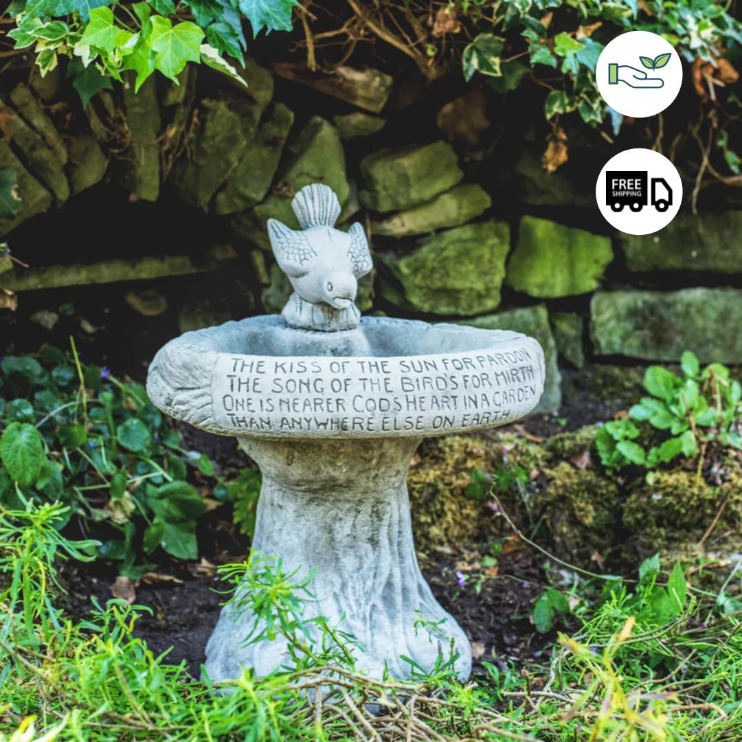 Garden Birdbath Kiss of Sun with Bird atop