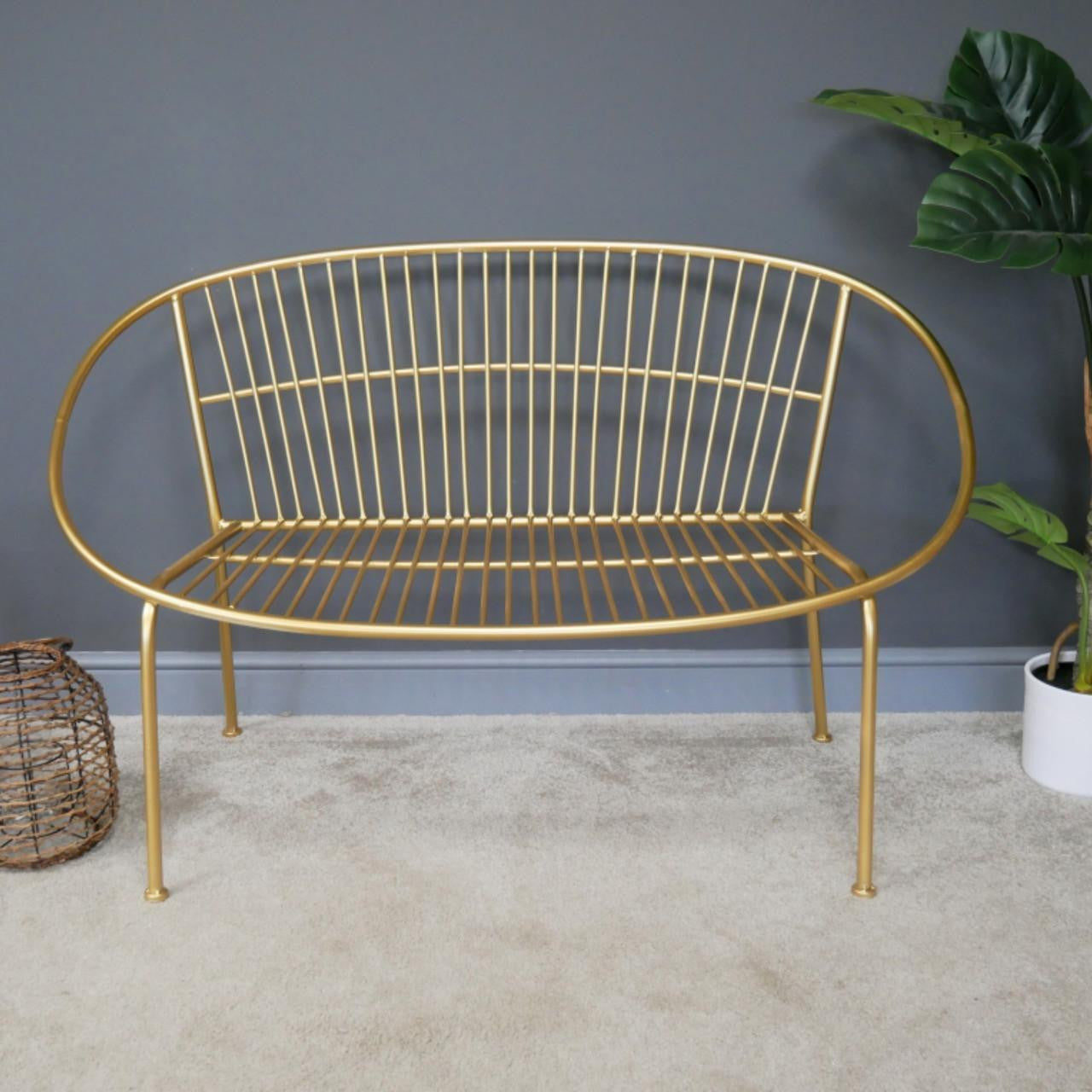 Golden Metal Bench – DGS Statues