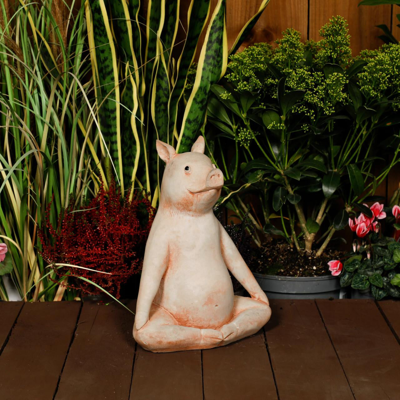 Gentle Cast Stone Yoga Pig Garden Statue Pig Garden Ornament 