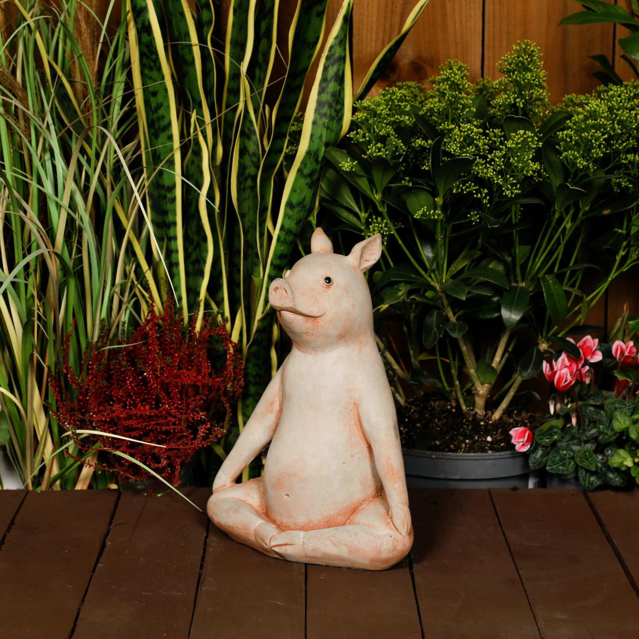 Gentle Cast Stone Yoga Pig Garden Statue Pig Garden Ornament 
