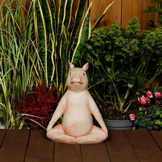 Gentle Cast Stone Yoga Pig Garden Statue Pig Garden Ornament 