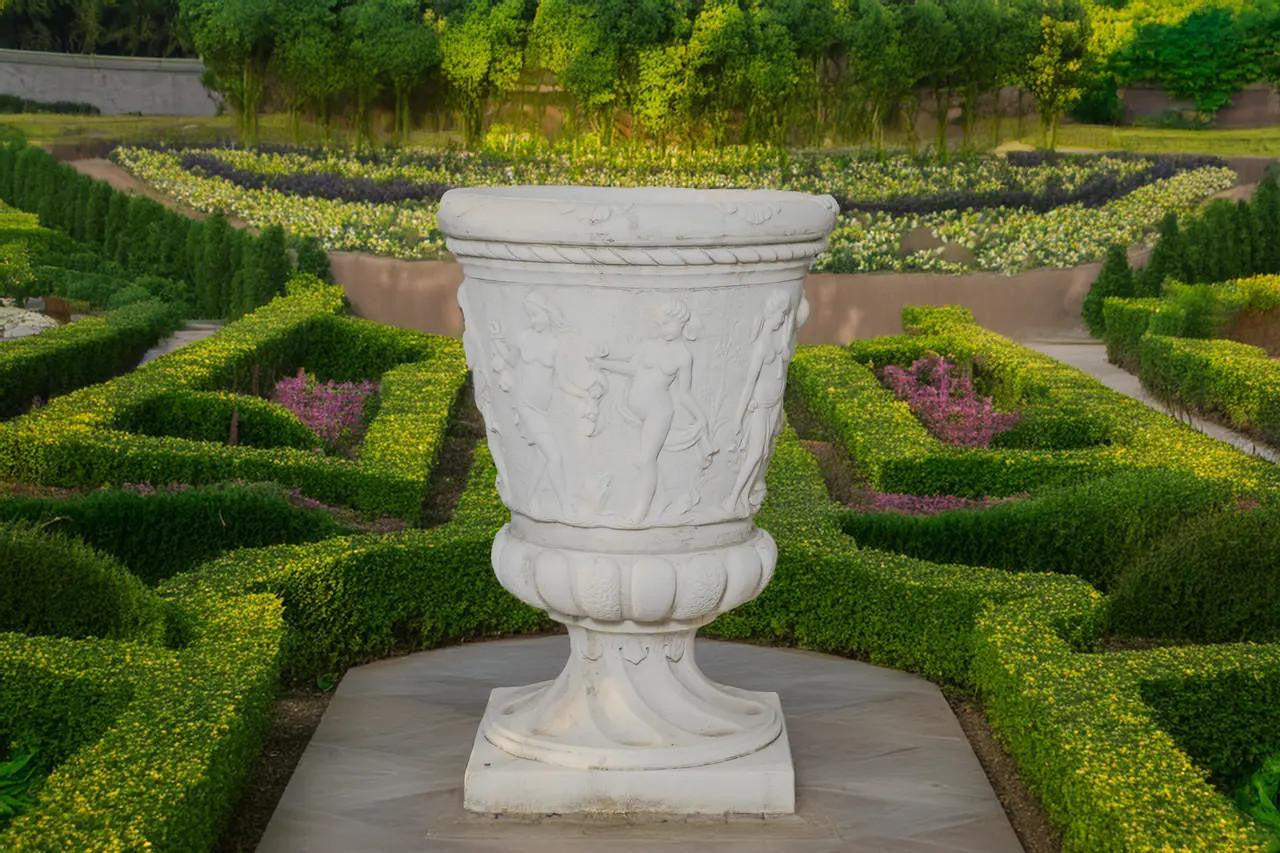Giant Greek design Stone cast Vase with Column 