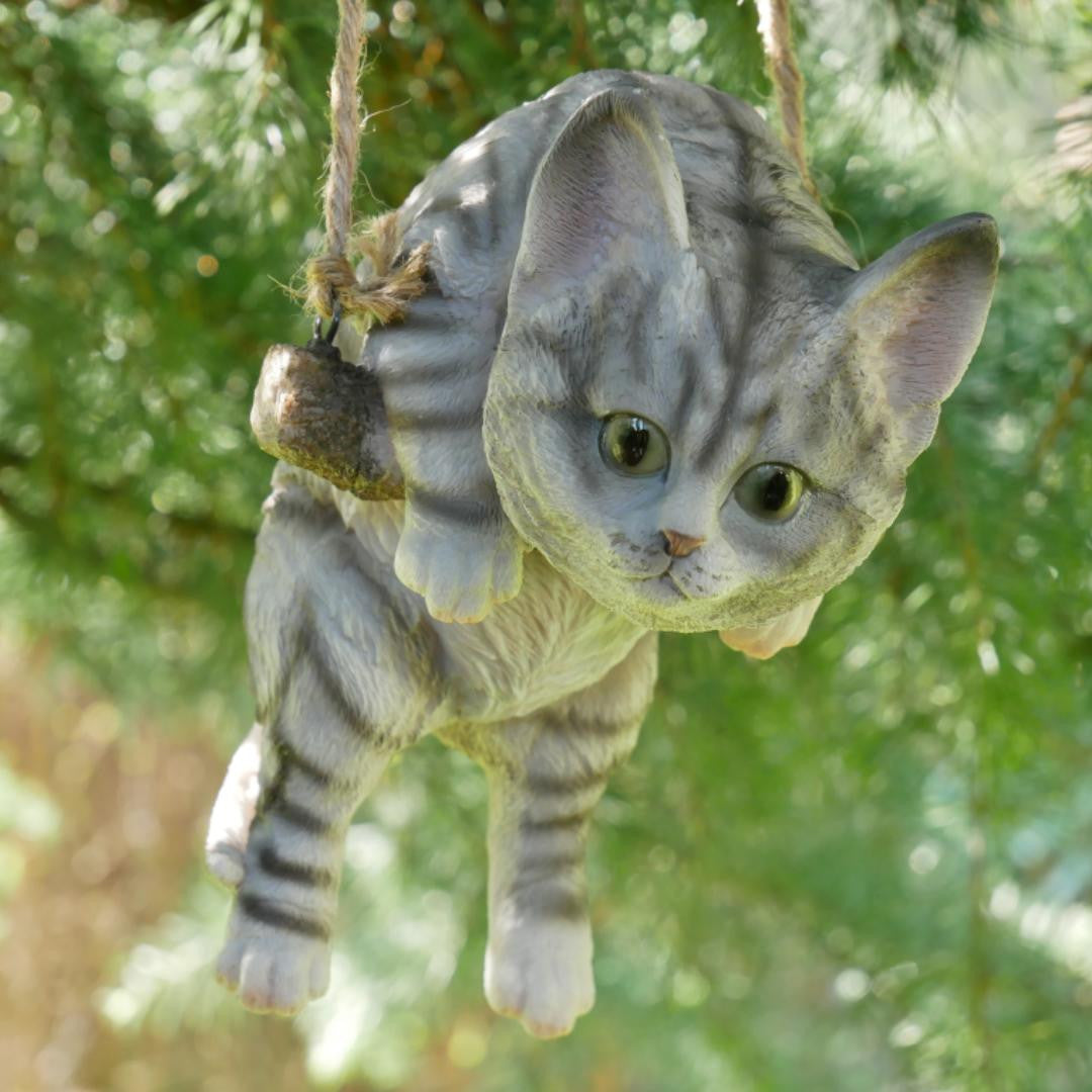 Hanging Cat Fence Hanger Garden Ornament