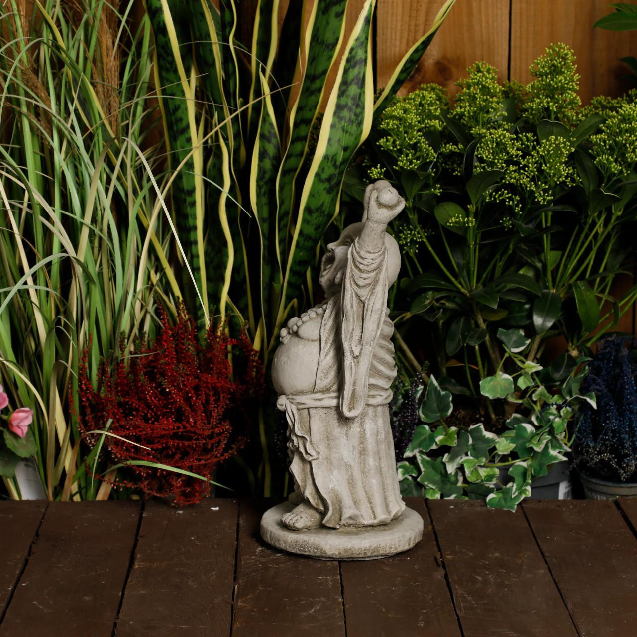 Happy Buddha  Hand Up Small Statue Garden Ornament 