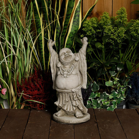 Happy Buddha  Hand Up Small Statue Garden Ornament 