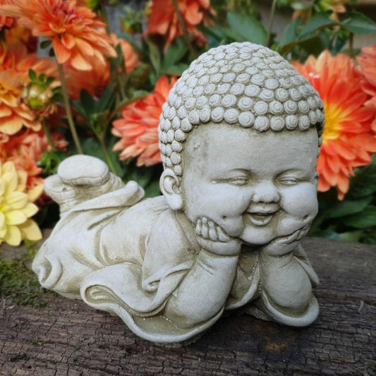 Happy Smiling Baby Buddha Statue Garden Ornament