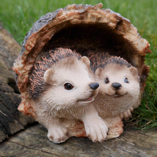Hedgehogs In Log Home Accessory Garden Ornament
