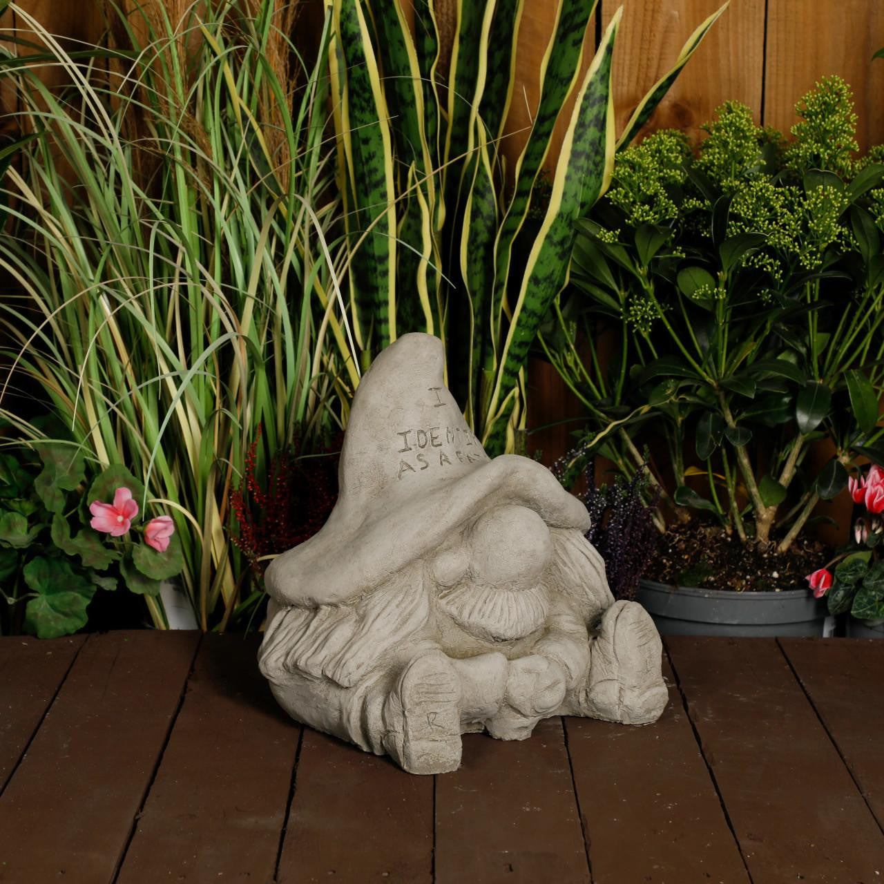 “I Identify as a Fairy” Stone Cast Gnome Statue