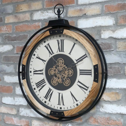 Industrial Clock With Cogs Wall mounted Home Decor