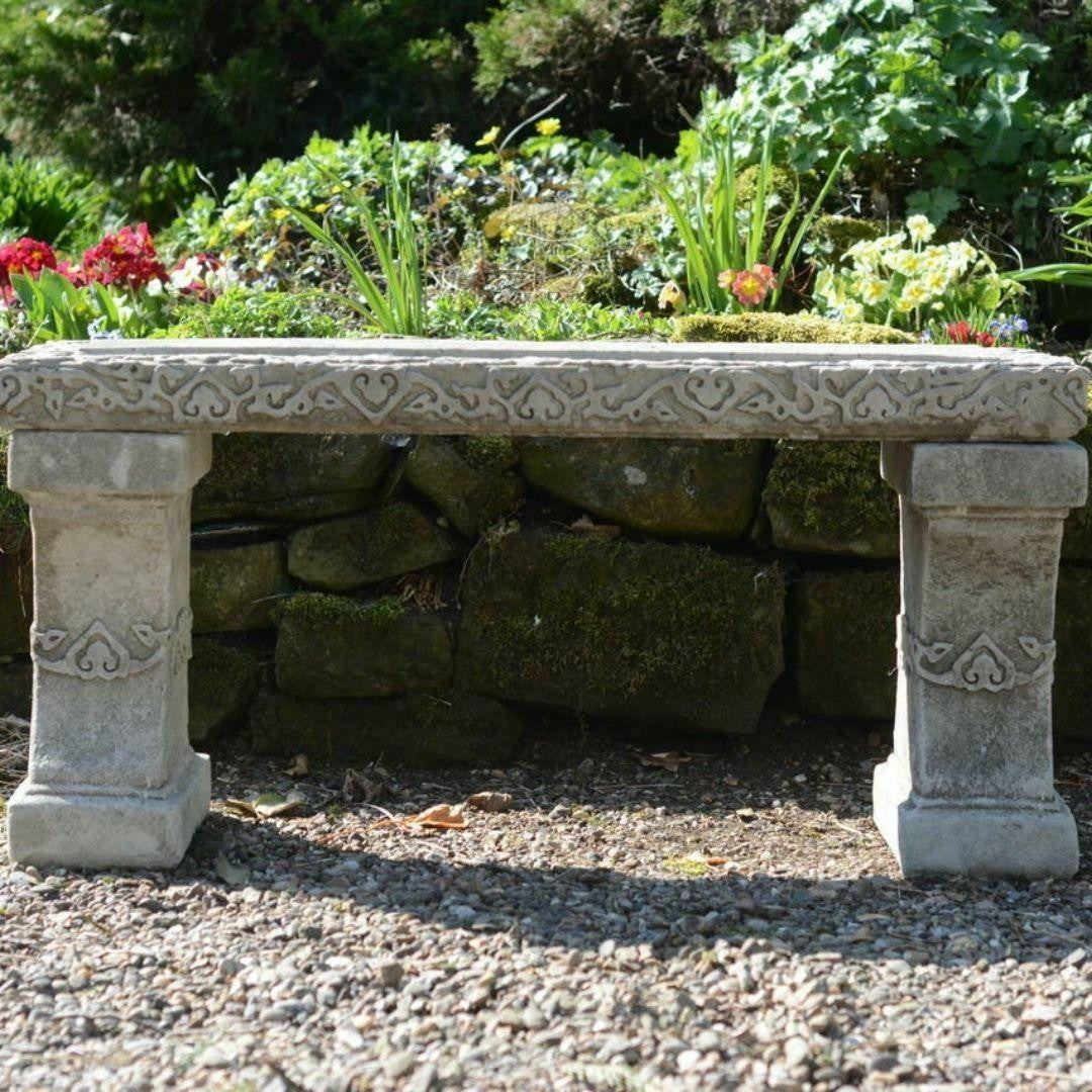 Stone cast Garden bench | Kazakh garden bench seat – DGS Statues