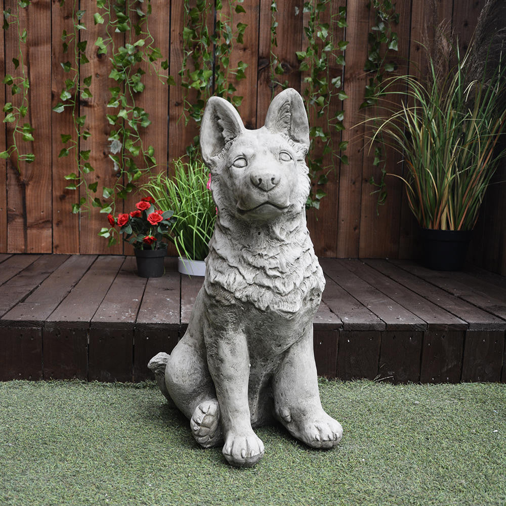 Large Alsatian/German Shepherd Dog Stone Cast Garden Ornament
