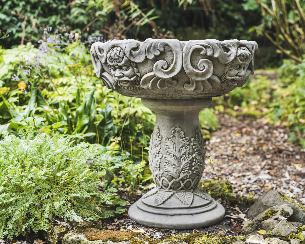 Large Detailed Stone Cast Gothic Vase Planter