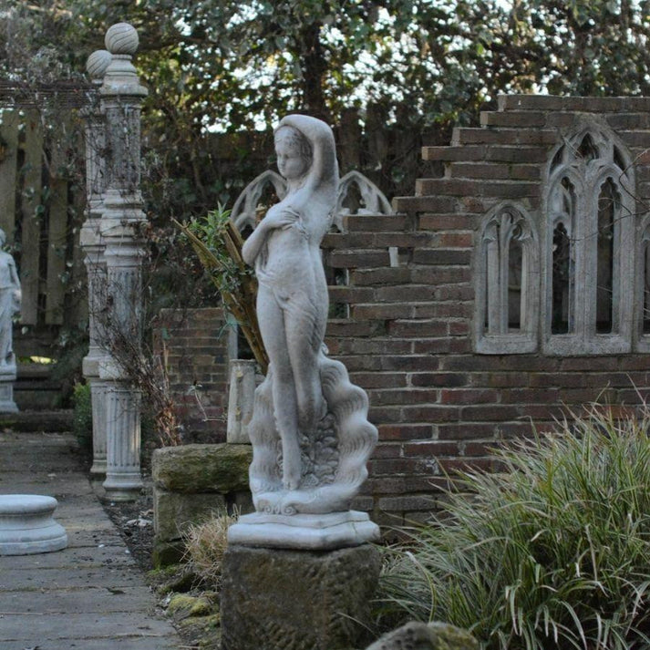 Woman garden ornament | Stone Garden Ornament of Shell Lady | Woman ...