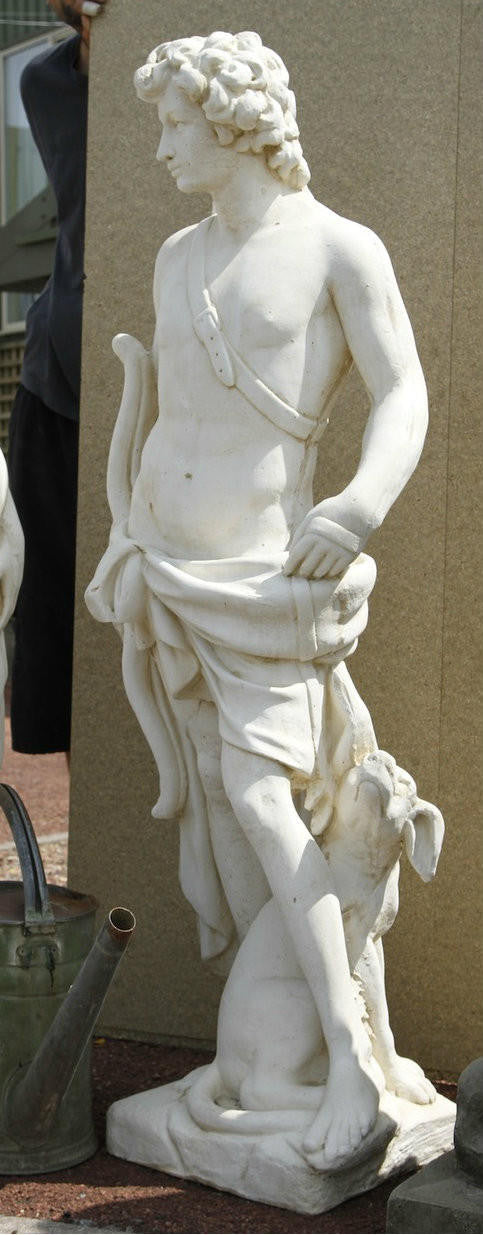 Large Male Hunter With Bow and Arrow  Stone Cast Statue