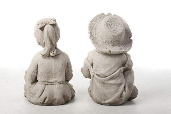 Large Reading Boy and Girl Statues in Sitting pose