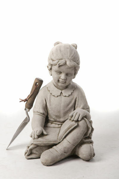 Large Reading Boy and Girl Statues in Sitting pose