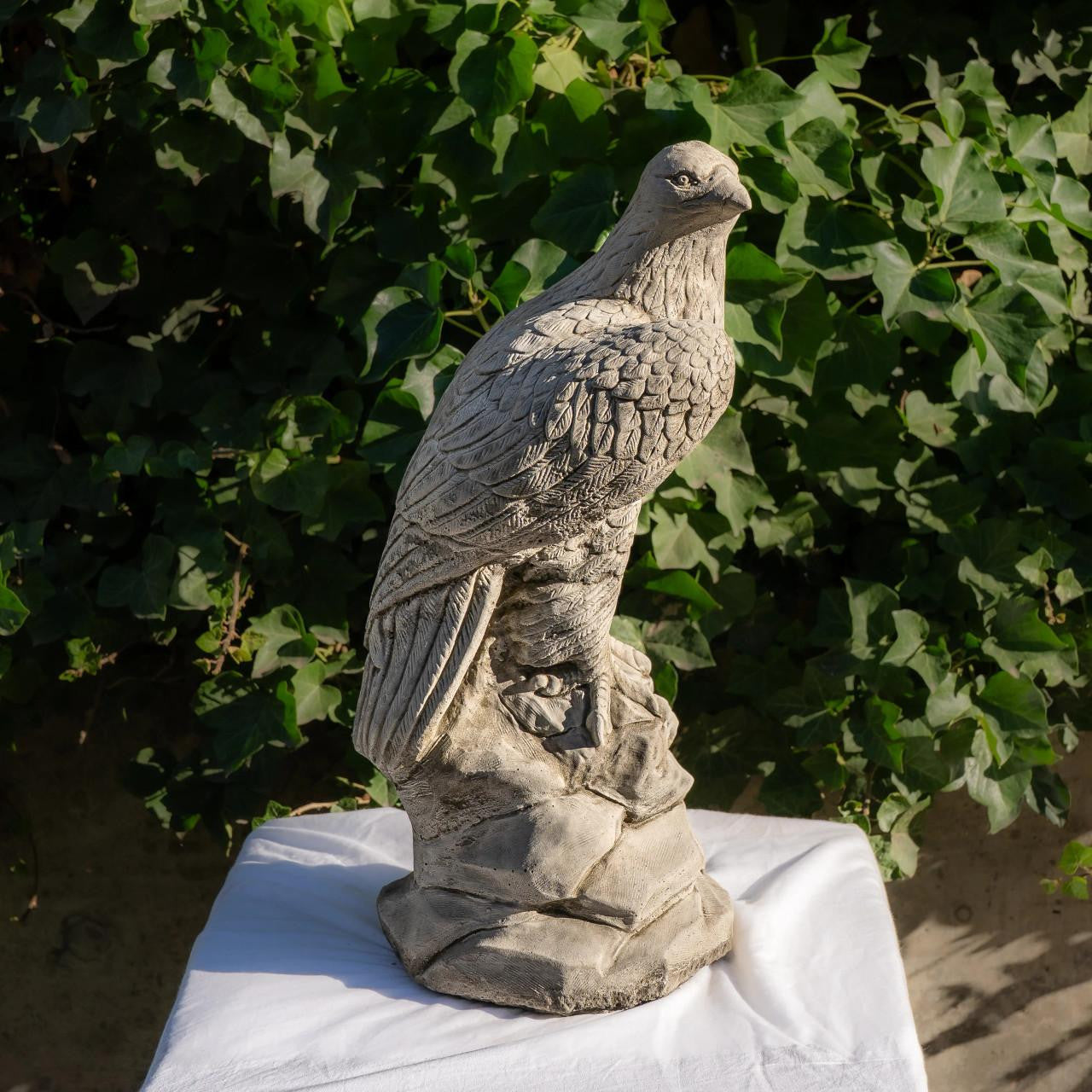 Large Regal Stone Cast Eagle on Rocks Ornament