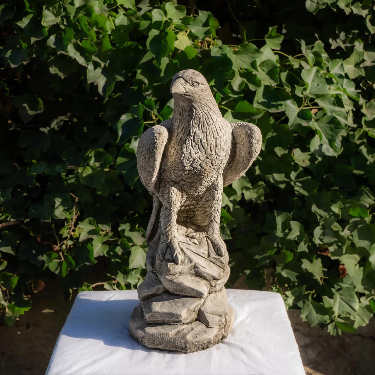 Large Regal Stone Cast Eagle on Rocks Ornament
