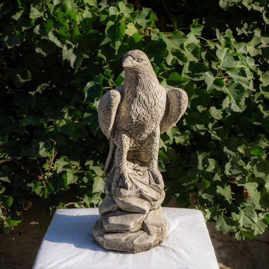 Large Regal Stone Cast Eagle on Rocks Ornament