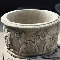 Large Round Stone Cherub Pot Planter