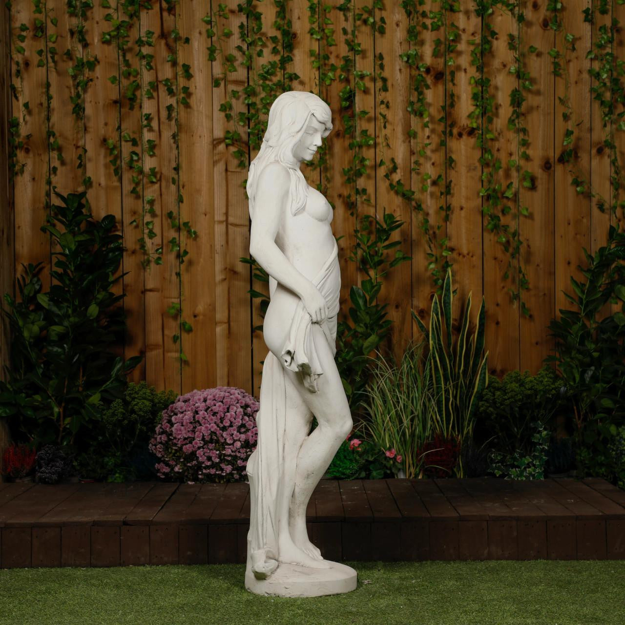 Large Smiling Lady With Robe Garden Statue 