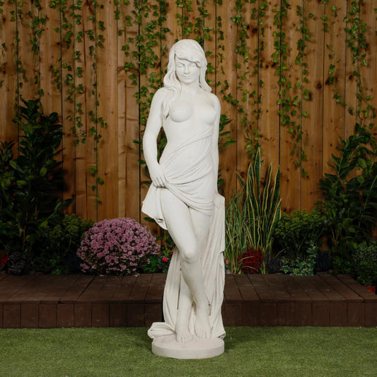 Large Smiling Lady With Robe Garden Statue 