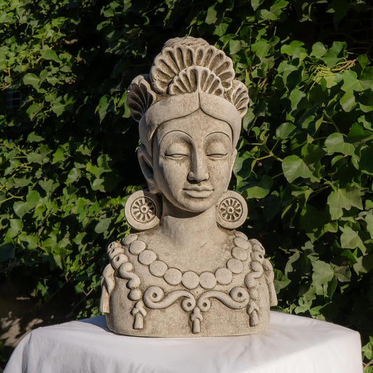 Extra Large Stone Cast Female Mayan Goddess Inspired Wall Plaque