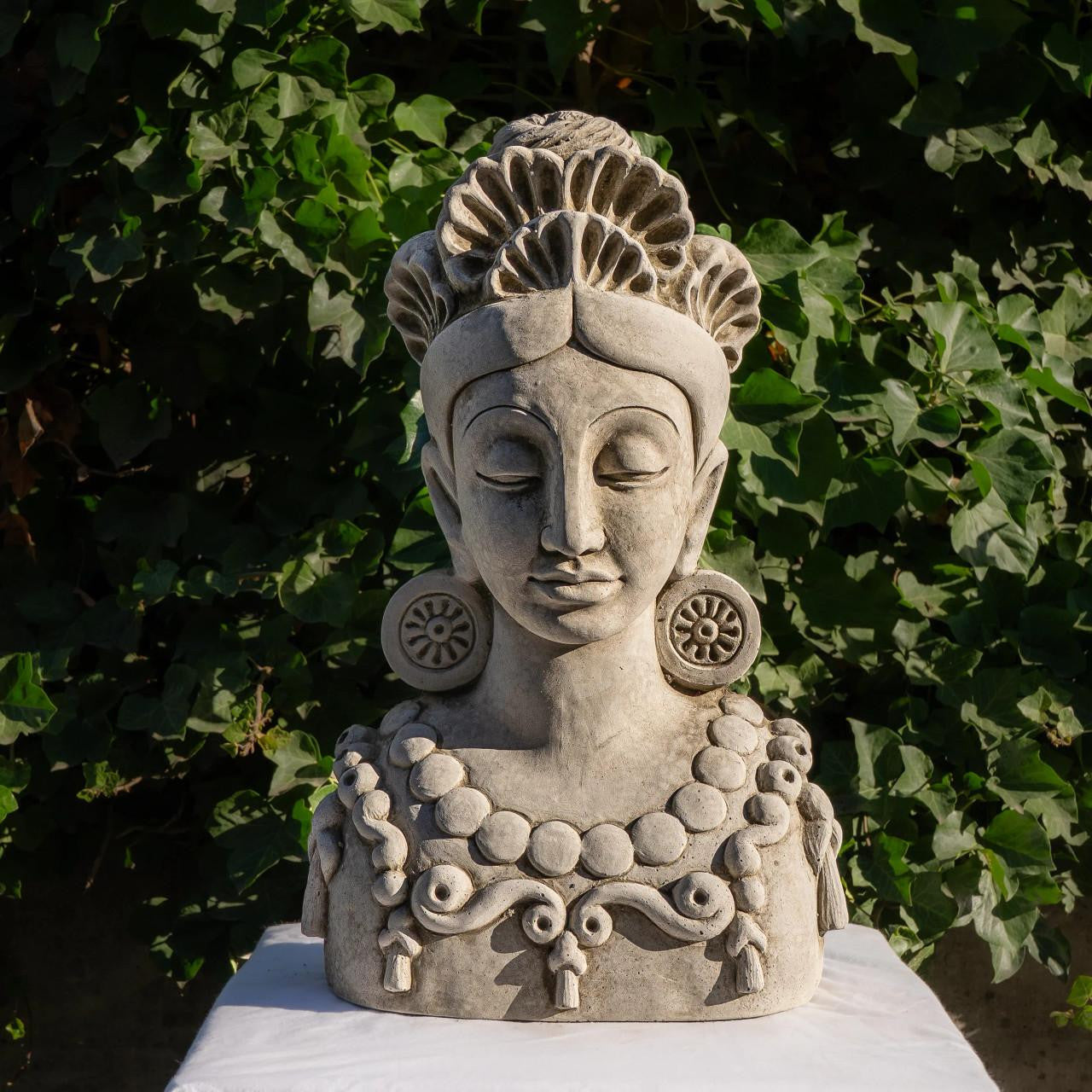 Extra Large Stone Cast Female Mayan Goddess Inspired Wall Plaque