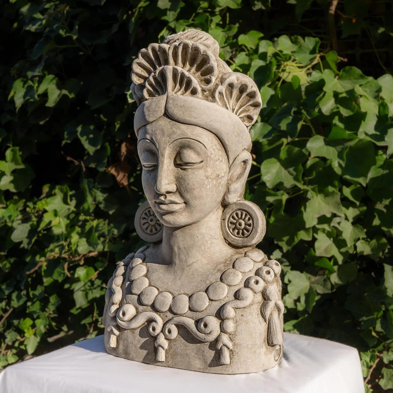 Extra Large Stone Cast Female Mayan Goddess Inspired Wall Plaque