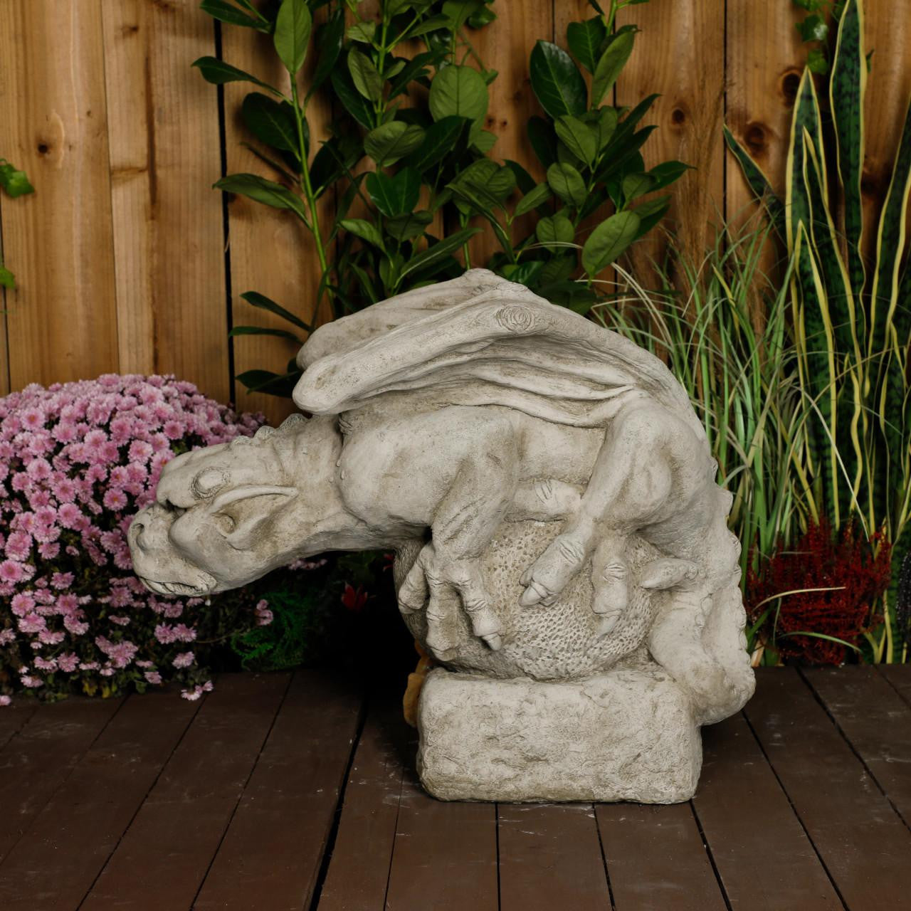 Imposing Chained Winged Gargoyle Statue
