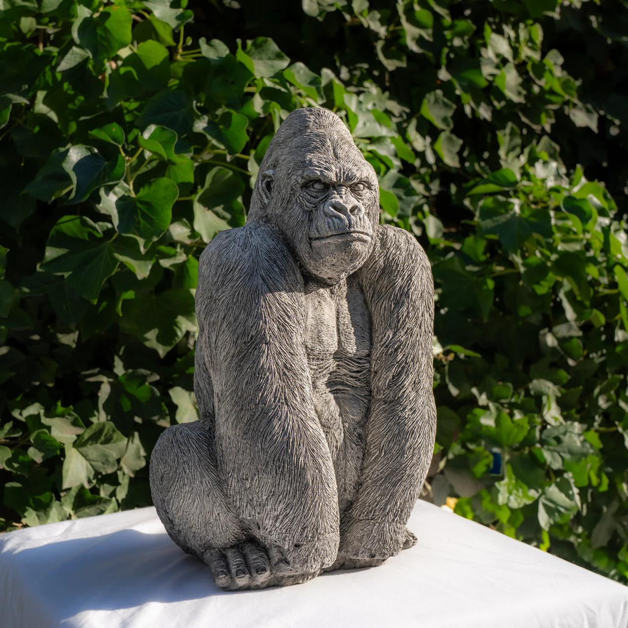 Large Stone Cast Gorilla Sculpture Animal Statue