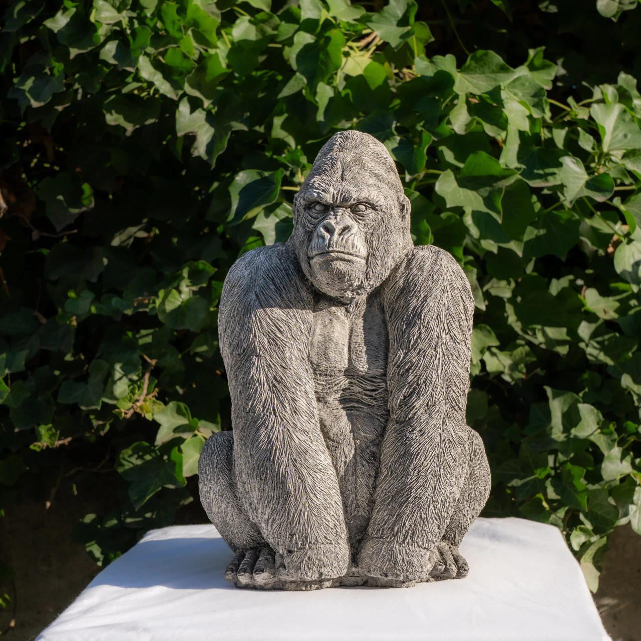 Large Stone Cast Gorilla Sculpture Animal Statue