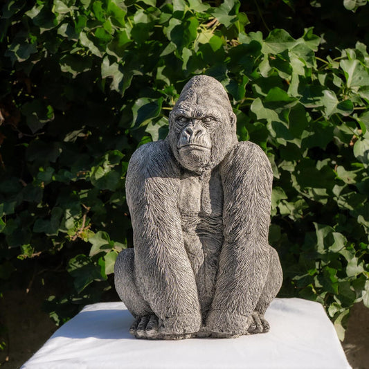 Large Stone Cast Gorilla Sculpture Animal Statue