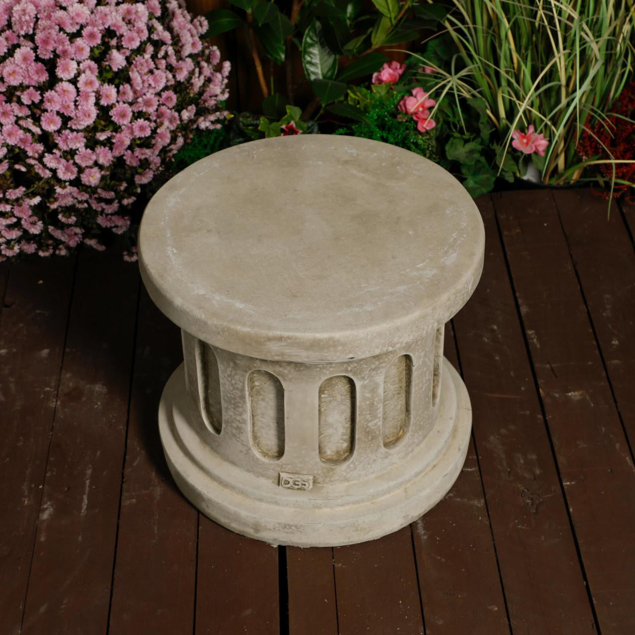 Large Stone Cast Pandora Lady Statue on Column